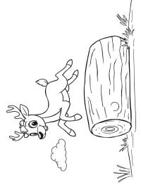 Олень стрибає через колоду