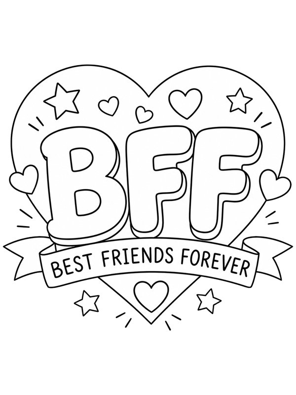 Серце BFF Розмальовка Серце BFF Розмальовка