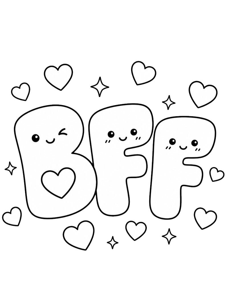 Милі літери BFF Розмальовка Милі літери BFF Розмальовка