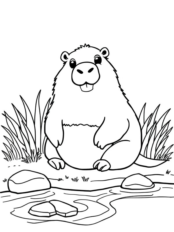 Капібара біля води Розмальовка Капібара біля води Розмальовка