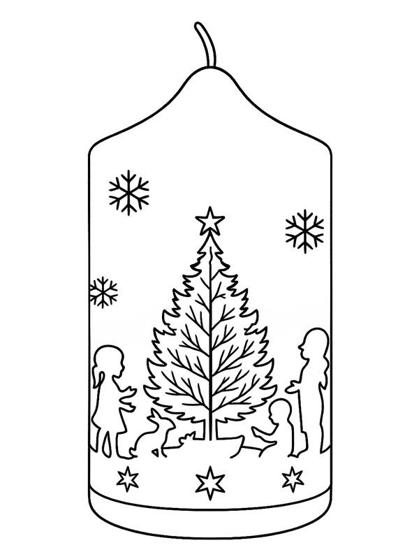 Різдвяна свічка з ялинкою Розмальовка Різдвяна свічка з ялинкою Розмальовка