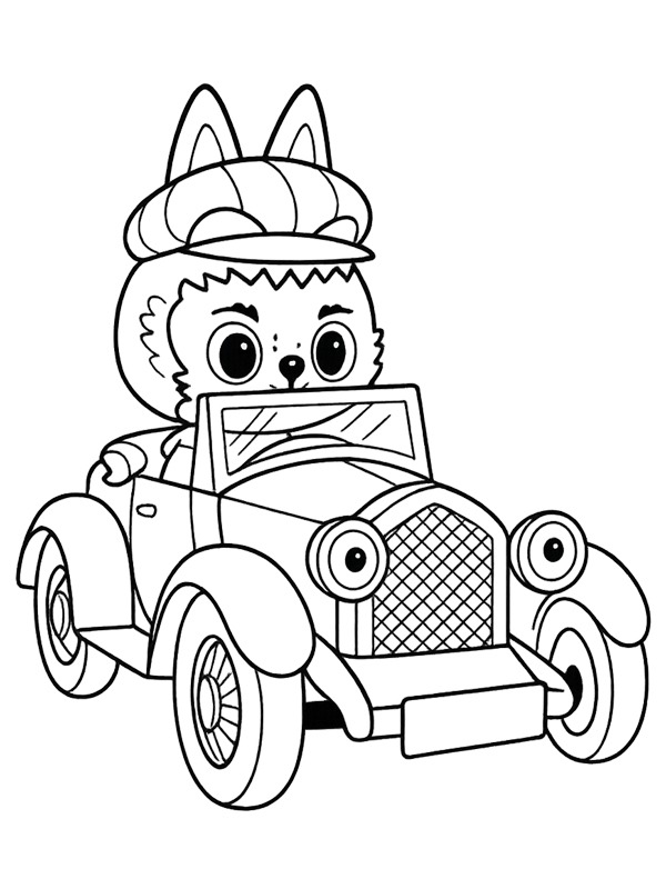 Лабубу в автомобілі Розмальовка Лабубу в автомобілі Розмальовка