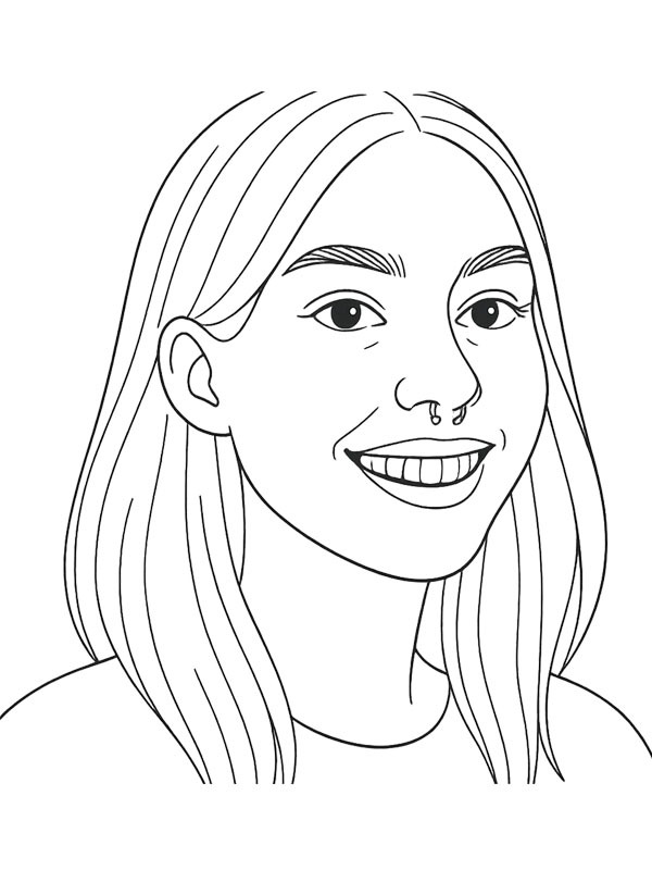 Дівчина з пірсингом у носі Розмальовка Дівчина з пірсингом у носі Розмальовка