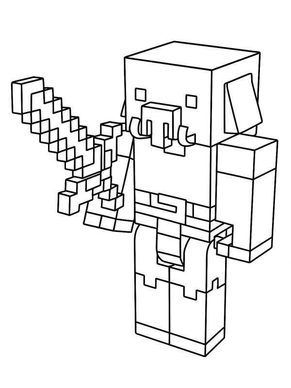 Піґлін minecraft Розмальовка Піґлін minecraft Розмальовка