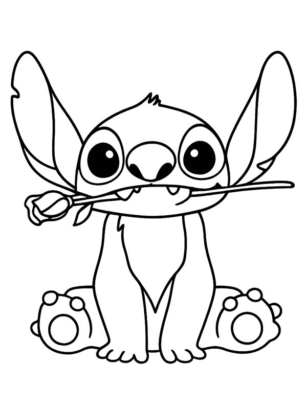 Стіч із трояндою Розмальовка Стіч із трояндою Розмальовка